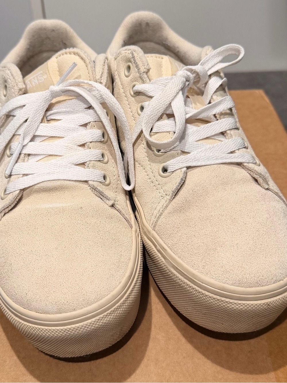 Vans Suede Low-Top Sneakers in Cream and White